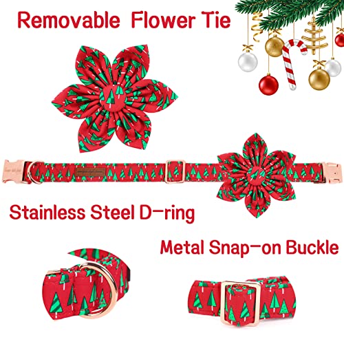 Christmas Dog Collar with Flower Best Winter for Small Medium Large Dogs (Extra Small / Z-Christmas Tree)