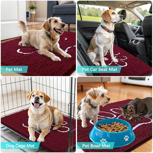 Dog Door Mat for Muddy Paws 30x20 (Burgundy / 30" X 20")