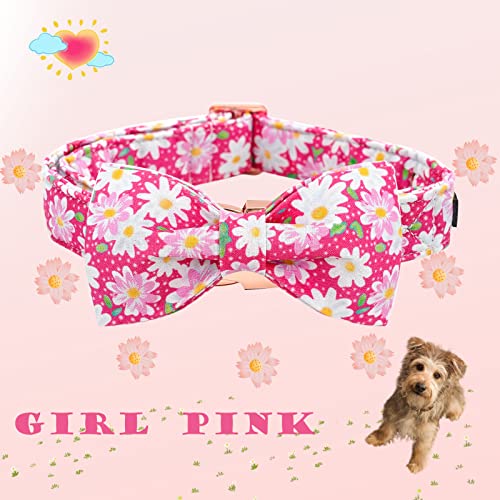 Dog Collar Floral Pattern Pet Collars with Bow Girl (Sunflower / X-Small (Pack of 1))