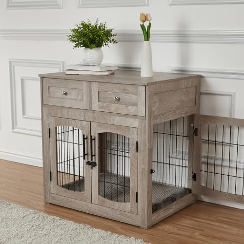 Dog Crate Furniture for Large Dogs (Grey / L:39.4"L*23.6"W*40"H)