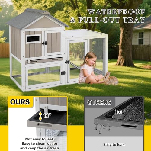 94''L Rabbit Hutch Outdoor Chicken Coop with Run (94"L x 23.6"W x 36"H)