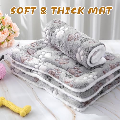 4 Pack Soft Pet Bed Mat Small Dog Crate Fleece (13 x 10 Inches / Light Gray)