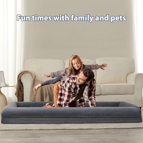 Human Dog Bed Orthopedic for Adult & Dogs Comfy Sleeping (Dark Gery / Human (71x46x7.5in))