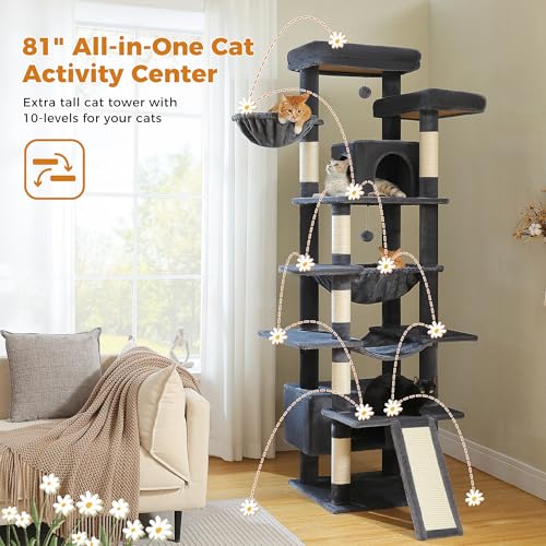 81 Inch Tall Cat Tree for Big Cats & Multi (81" / Dark Gray)