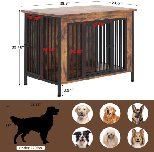39.96" Dog Crate Furniture for 1 or 2 Dogs (Brown / 40.0"L x 23.6"W x 33.5"H)