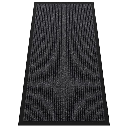 Indoor Outdoor Door Mat (Dark Grey Striped / 2' x 4' (Rectangular))