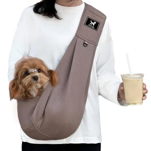 Dog Sling Carrier for Small Dogs up to 15 lbs (Caramel / 32.2"L x 9.5"W x 29.5"H)