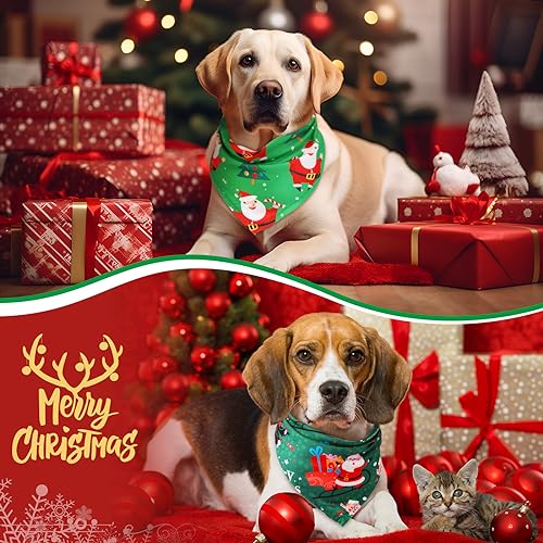 200 Pcs Christmas Dog Bandanas Bulk (Red, Green / Christmas)