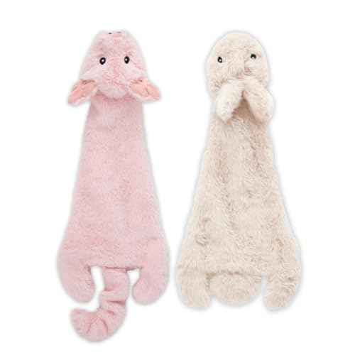 2-in-1 Stuffless Squeaky Dog Toy - Hare, Pig, Small (Multicolor/Pig & Hare / Small)