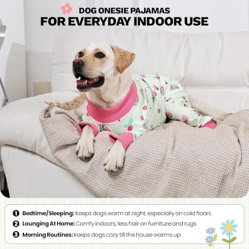 Dog Pajamas Fleece Dog Pjs with Four (Green / X-Large)