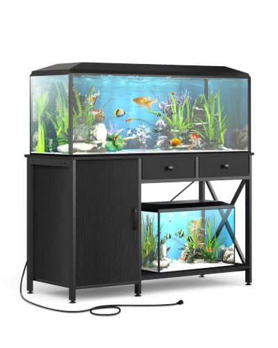 55 75 Gallon Aquarium Stand with Cabinet Drawer (Blcak / 55-75 Gallon)