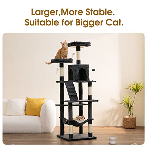 70.1 Inch Large Cat Tree (70.1 in / Smoky Gray)