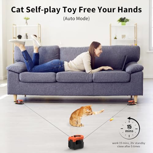 Interactive Cat Toy for Indoor Cats Chase (Bright Orange)