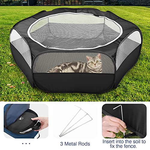 Small Animal Playpen with Zippered Cover (H-Black)
