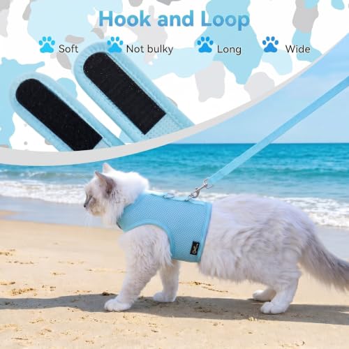 Cat Harness and Leash Set for Walking Escape Proof (Turquoise / XL 11-20 lbs)