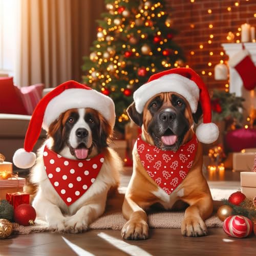 100 Pieces Christmas Dog Bandanas Bulk Red and White Xmas Bandanas for Dogs Triangle Scarf Bib Kerchief Set for Small Medium Large Doggie Christmas Costume Decor (Red white / 31.5 x 21.7 x 21.7")