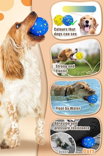 Dog Tennis Balls for Aggressive Chewers (Yellow+Blue-Medium-Point+Circle-4Pcs)