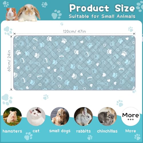3 Packs Washable Guinea Pig Cage Liners with with Paw Print (47 x 24in / 3 Packs)