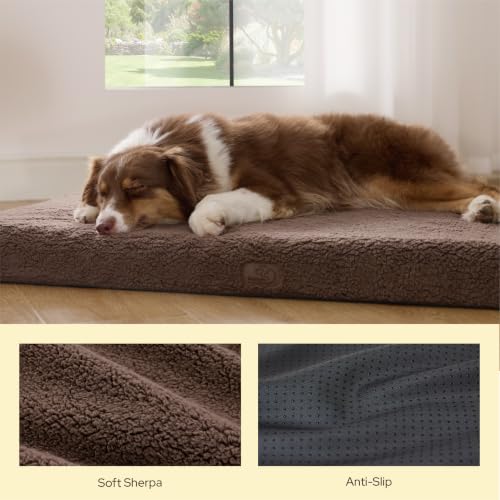 Self Warming Dog Beds Large Sized Dog with Washable Cover (36"L x 27"W x 3"Th / Ashen Brown-Self Warming Version)