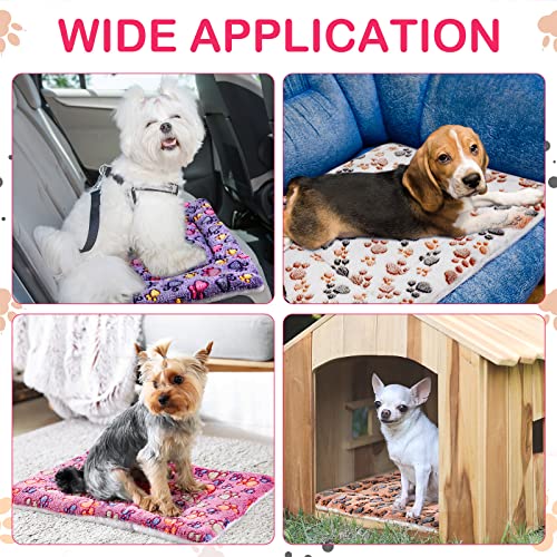 4 Pack Soft Pet Bed Mat Small Dog Crate Fleece (23 x 18 Inches / Vivid Color)