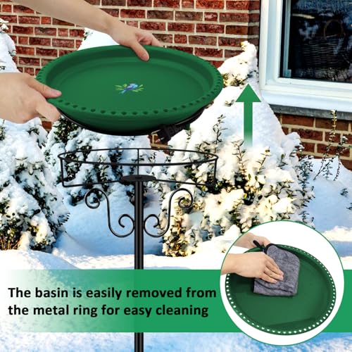 Heated Bird Bath for Outdoors Winter (Green)