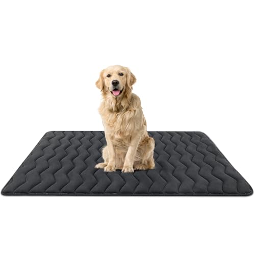 Dog Crate Mat (Upgraded Thick Black / 42.0"L x 28.0"W)