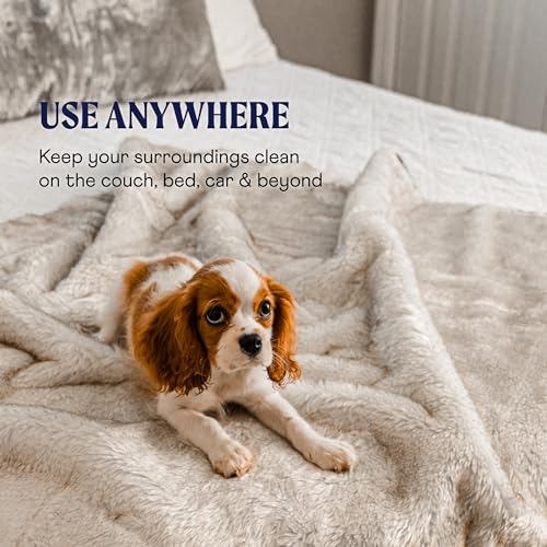 PupProtector Waterproof Throw Blanket (White and Brown / Original (60" L x 50" W))