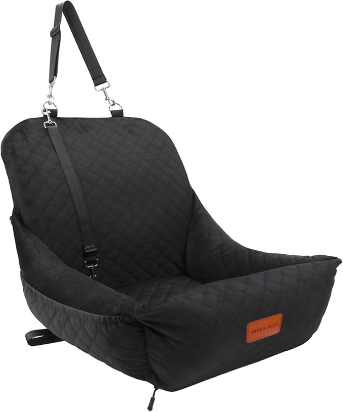 Dog Car Seat for Small Dogs Up to 25 lbs (Black)