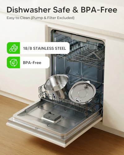Stainless Steel Cat Water Fountain with 6 Filters