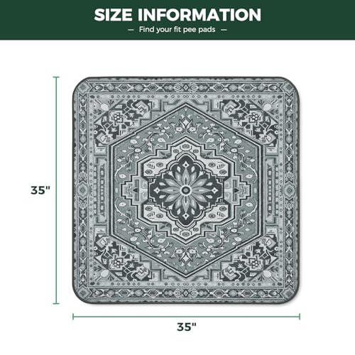 Washable Pee Pads for Dogs (Boho Grey / 35" Square (2 Packs))