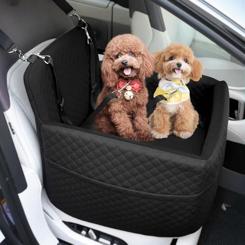 Dog Booster Car Seat for Dogs Under 35 Lbs (Black / Medium)