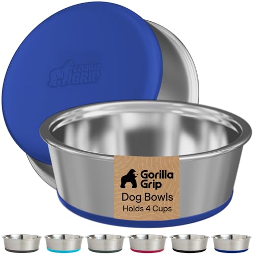 Dog Bowls Food Grade Stainless Steel (Royal Blue / 4 Cup (Set of 2))