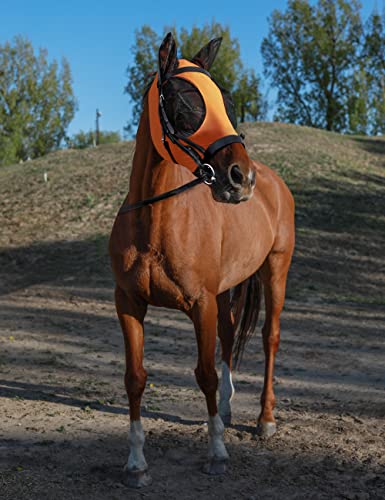 Horse Fly Mask with Ears (Red Orange / Large)