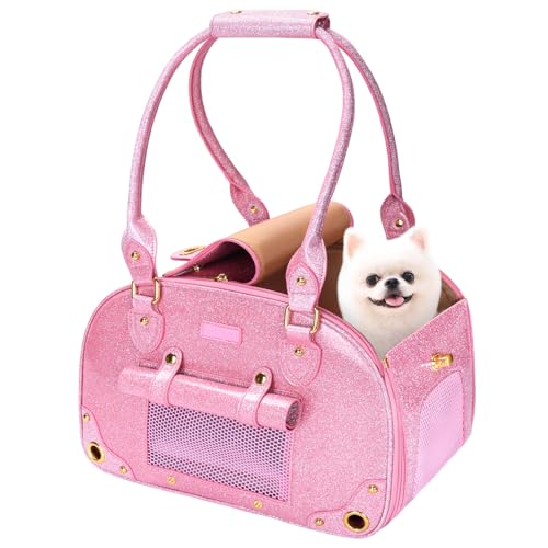 Dog Carrier Purse (15.3"L x 8.1"W x 10.0"H / Bling Pink)