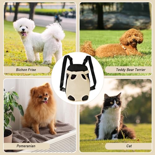 Dog Carrier Backpack Pet Legs Out Front Cat Travel Bag (Medium / Beige)