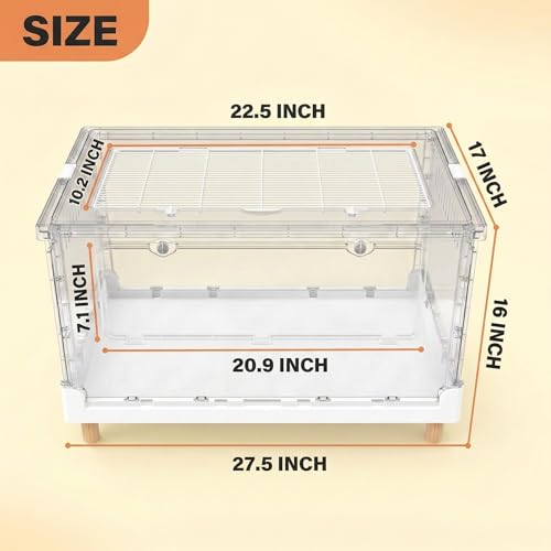 Extra Tall Foldable Clear Hamster Cage with Front Door (27.5"L x 17.0"W x 16.0"H)
