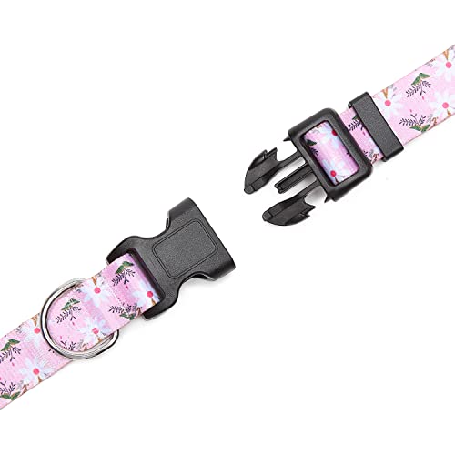 Adjustable Dog Collar (Small / Pink White Flower)