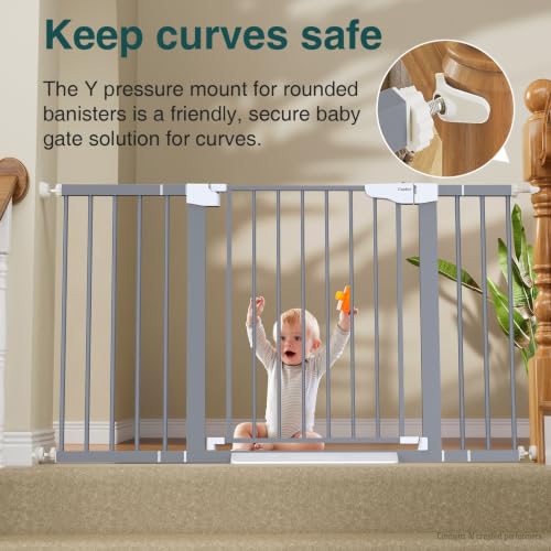 29.7 54.2" Wide Baby Gate (Gray / 29.7"-54.2" W x 30.5" H)