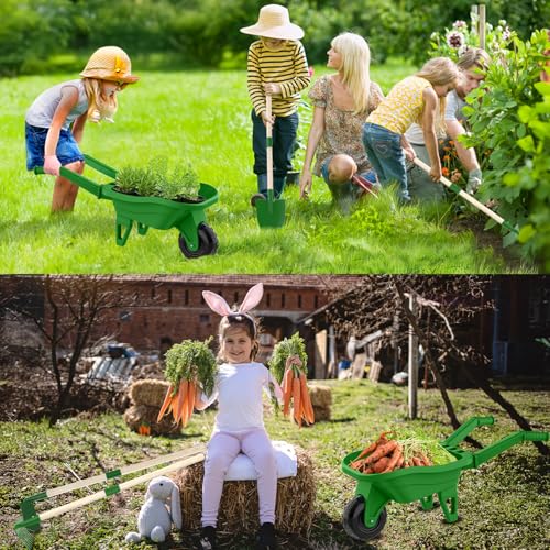 Kids Gardening Tools Outdoor Toys Set Backyard Play with Wheelbarrow Educational STEM Learning Pretend Toys Outdoor Indoor for Toddlers Kids Boys Girls (Green2)