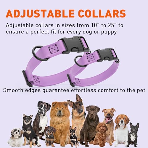 Biothane Waterproof Dog Collar with Quick Release Buckle Strong Coated Nylon Webbing with Odor (3/4"W by 12-19"L / Amethyst Purple)