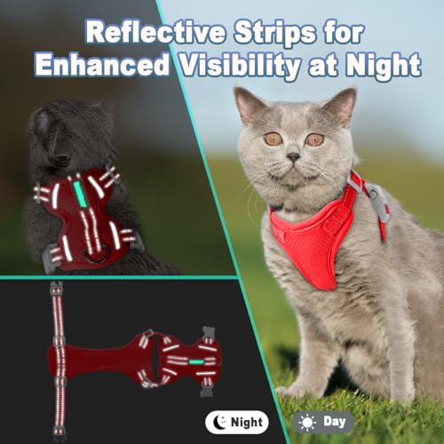 Cat Harness and Leash Set Escape Proof for Kitten Walking (XX-Small / Red)