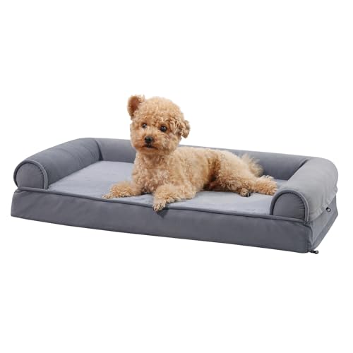 Living Room Couch Dog Bed with Premium Foam (Sofa-Style Bed / Medium / Grey)