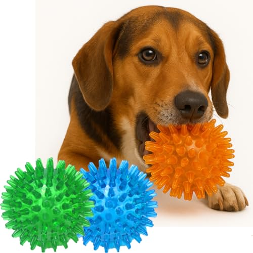 Dog Squeaky Toys Value Set Non (3 Pack Spiky Balls)