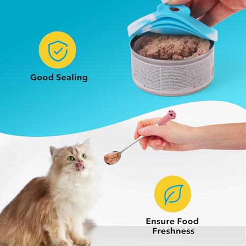 5 PCS Pet Food Can Lids and Spoons Set (Green)