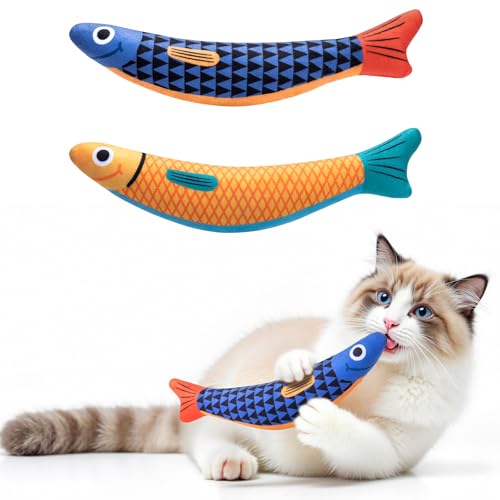 Cat Toys with[5000mg A+Natural Catnip &Silvervine] [Baby Grade] Interactive Soft Chew Kicker Cat Toys for Indoor Cats & Kittens (Blue+Yellow)