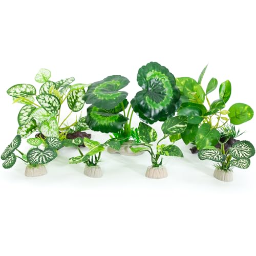Betta Fish Tank Accessories 7 Pack Silk Aquarium Plants Decoration Artificial Fish Tank Plants Set for Aquariums Decor (F-7pcs Set/Green)