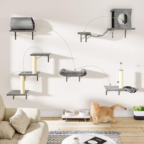 14-in-1 Cat Wall Shelves, Cat Climber Set, Ivory Grey ‌‌ (Ivory Grey ‌‌)