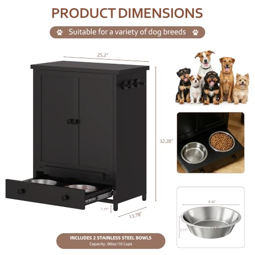 Dog Feeding Station with Storage (Black)