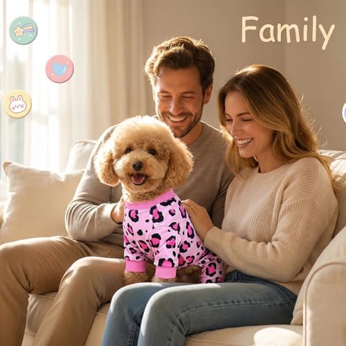Dog Pajamas Onesie (02 Pink Leopard / 4XL (33-40 lb) Chest: 25.6")