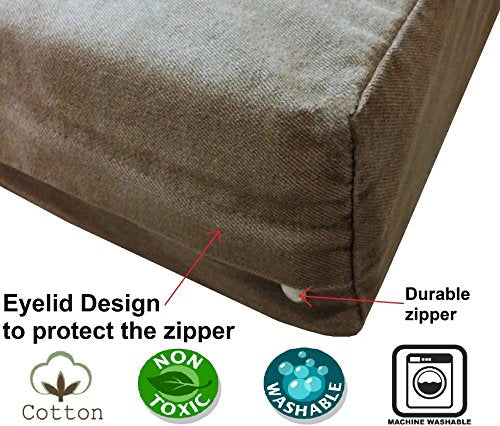 Luxury Extra Large Orthopedic Memory Foam Dog Bed for Large Dogs with Durable Waterproof Internal Case (40.0"L x 35.0"W x 4.0"Th / Chocolate Brown)